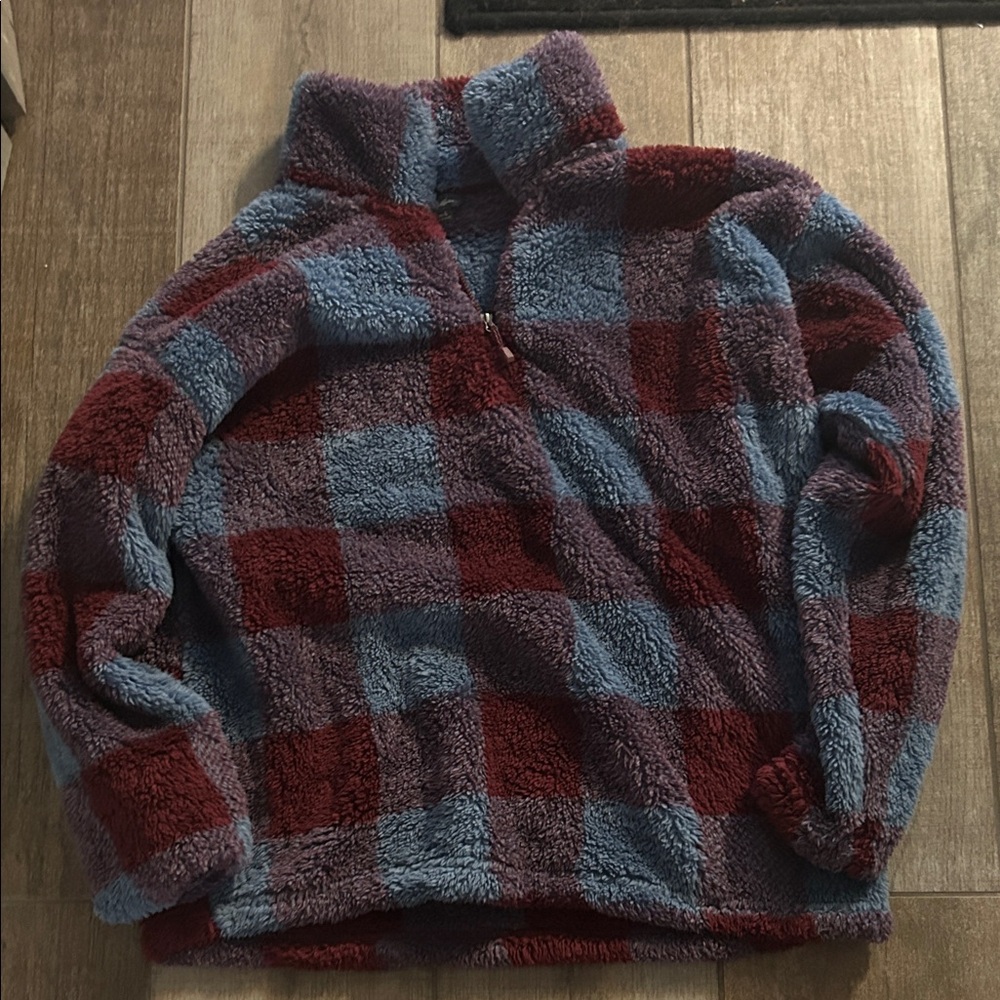 Eddie Bauer Red and Blue Sherpa Fleece